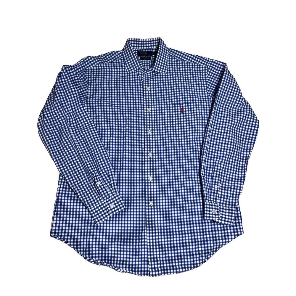 Polo Ralph Lauren Men's XL Westerton Classic Fit Blue Gingham Check Long Sleeve